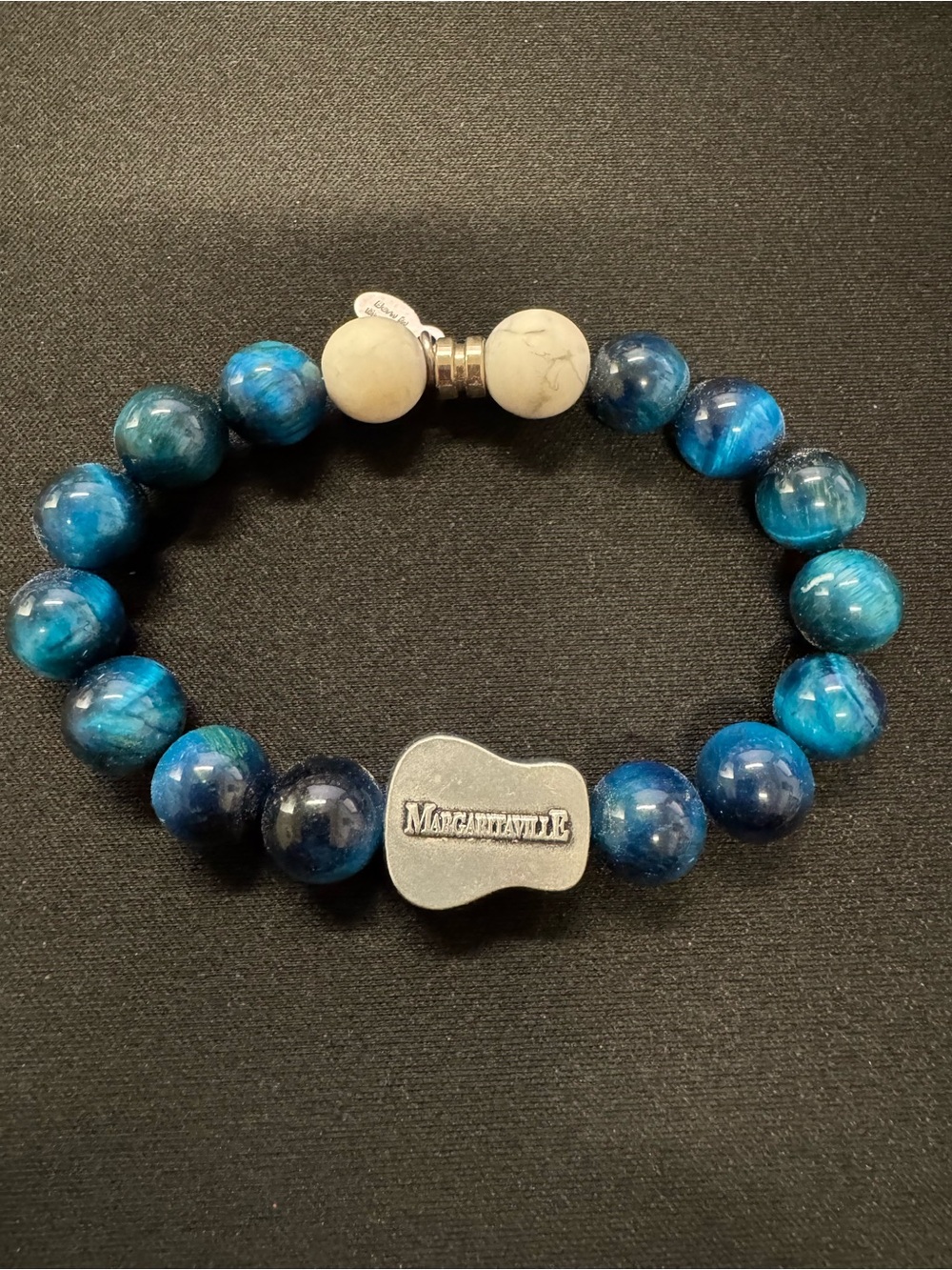 Margaritaville Blue Beaded Stretch Bracelet with Guitar Charm by Strung